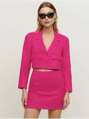 House of Harlow 1960 Hot Pink Cropped Blazer & Mini Skirt Set